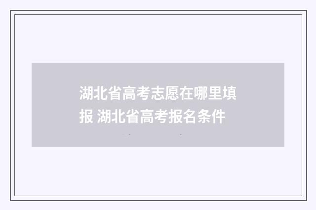 湖北省高考志愿在哪里填报 湖北省高考报名条件