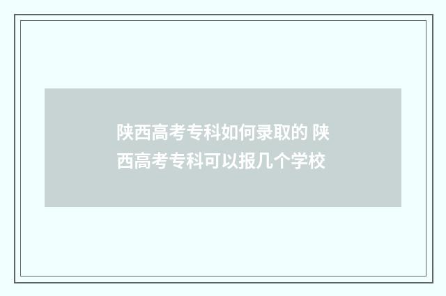陕西高考专科如何录取的 陕西高考专科可以报几个学校