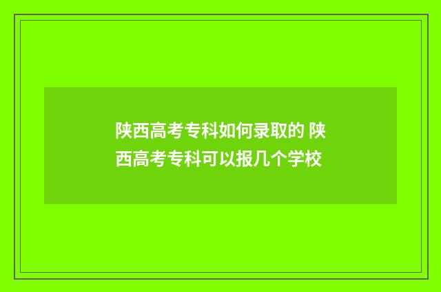 陕西高考专科如何录取的 陕西高考专科可以报几个学校