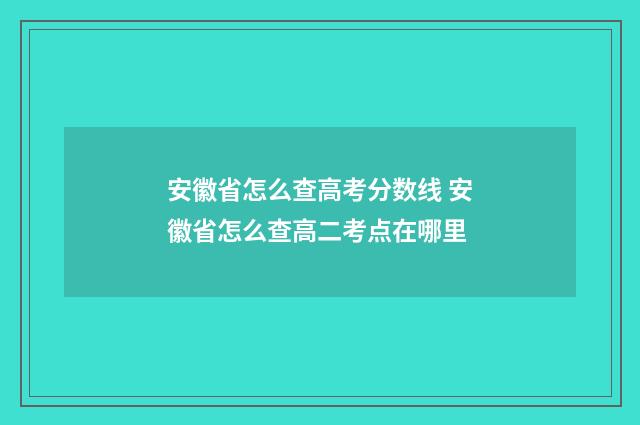 安徽省怎么查高考分数线 安徽省怎么查高二考点在哪里