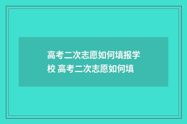高考二次志愿如何填报学校 高考二次志愿如何填