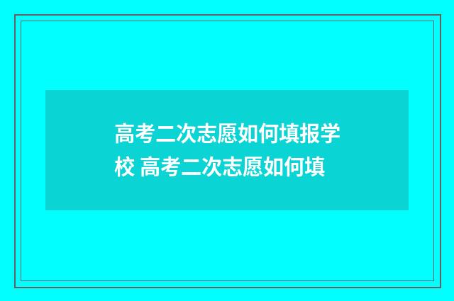 高考二次志愿如何填报学校 高考二次志愿如何填