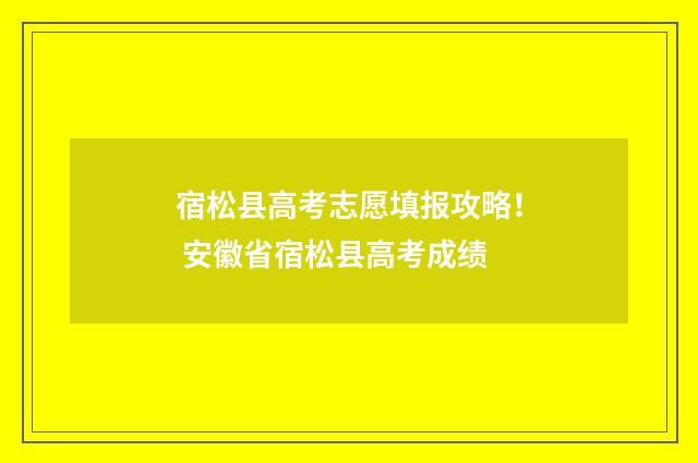 宿松县高考志愿填报攻略！ 安徽省宿松县高考成绩