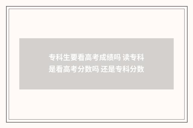 专科生要看高考成绩吗 读专科是看高考分数吗 还是专科分数