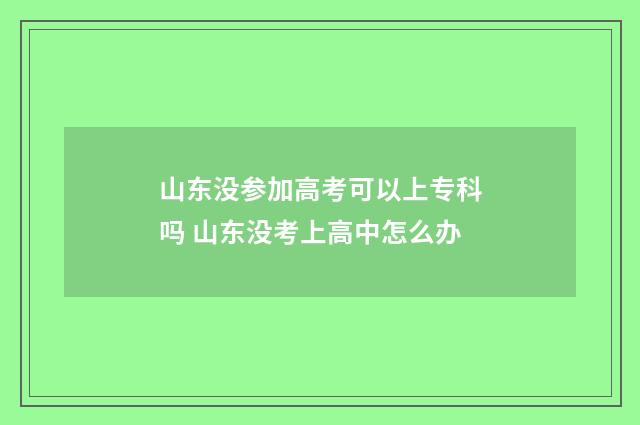 山东没参加高考可以上专科吗 山东没考上高中怎么办