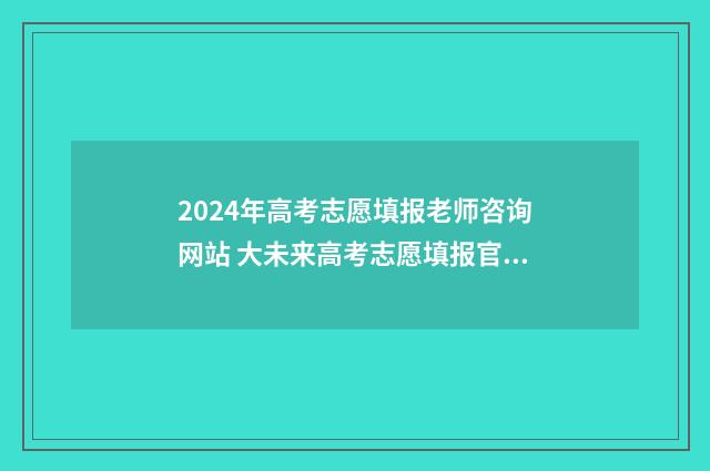 2024年高考志愿填报老师咨询网站 大未来高考志愿填报官网