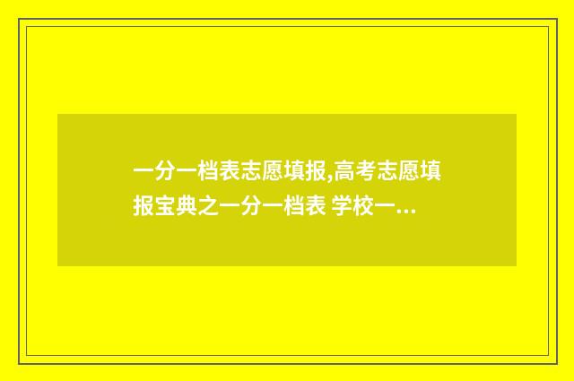 一分一档表志愿填报,高考志愿填报宝典之一分一档表 学校一分一档