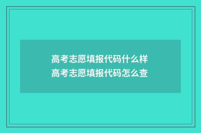 高考志愿填报代码什么样 高考志愿填报代码怎么查