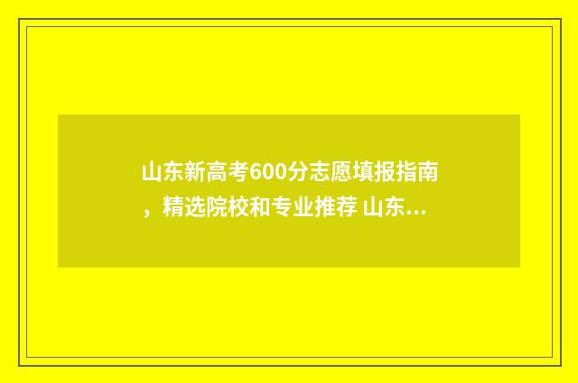 山东新高考600分志愿填报指南，精选院校和专业推荐 山东新高考600分能上211