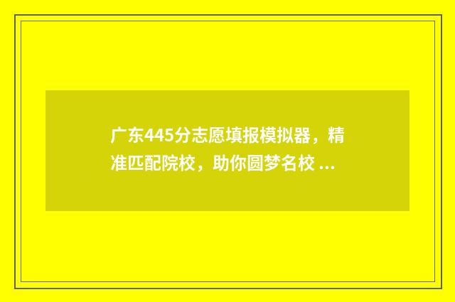 广东445分志愿填报模拟器，精准匹配院校，助你圆梦名校 广东高考志愿45
