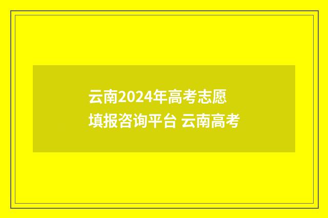 云南2024年高考志愿填报咨询平台 云南高考