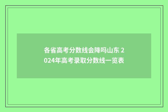 各省高考分数线会降吗山东 2024年高考录取分数线一览表
