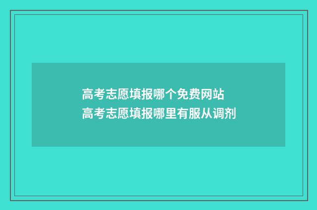 高考志愿填报哪个免费网站 高考志愿填报哪里有服从调剂