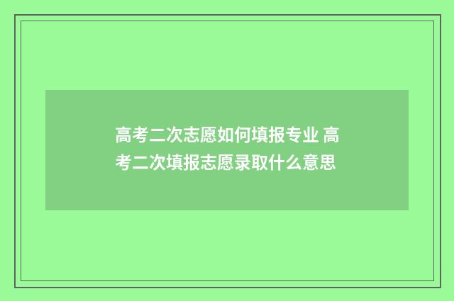 高考二次志愿如何填报专业 高考二次填报志愿录取什么意思