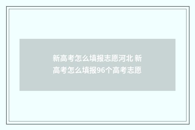 新高考怎么填报志愿河北 新高考怎么填报96个高考志愿