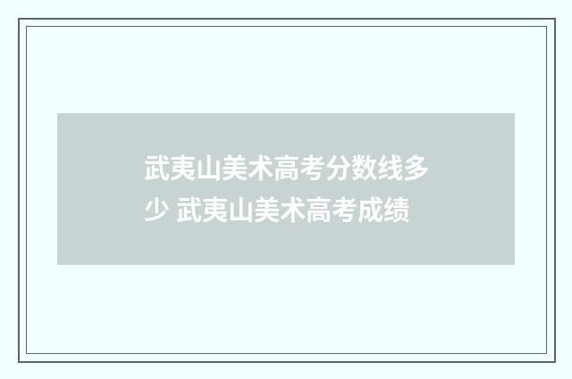 武夷山美术高考分数线多少 武夷山美术高考成绩