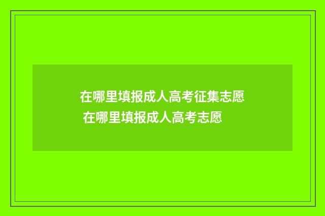在哪里填报成人高考征集志愿 在哪里填报成人高考志愿