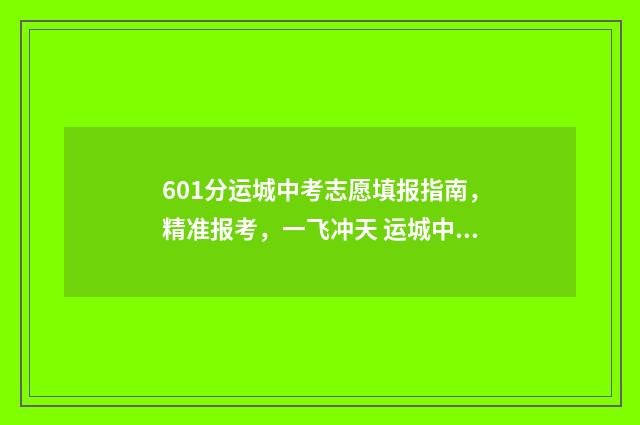 601分运城中考志愿填报指南，精准报考，一飞冲天 运城中考一分一段明细表