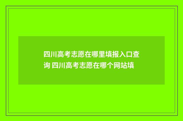 四川高考志愿在哪里填报入口查询 四川高考志愿在哪个网站填