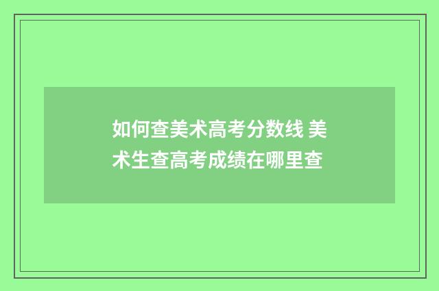 如何查美术高考分数线 美术生查高考成绩在哪里查