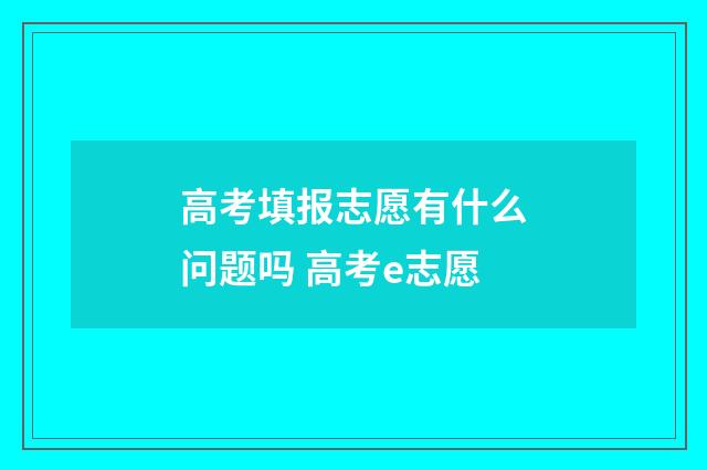 高考填报志愿有什么问题吗 高考e志愿