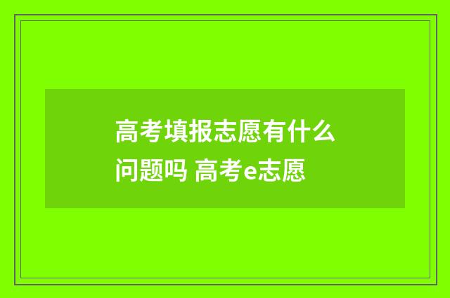 高考填报志愿有什么问题吗 高考e志愿