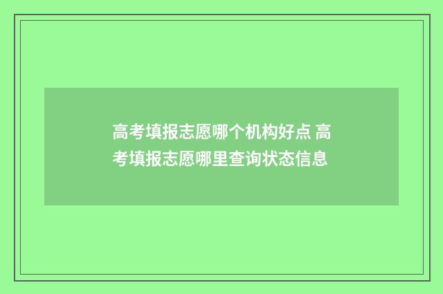 高考填报志愿哪个机构好点 高考填报志愿哪里查询状态信息