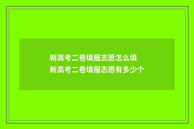 新高考二卷填报志愿怎么填 新高考二卷填报志愿有多少个