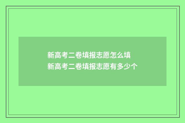 新高考二卷填报志愿怎么填 新高考二卷填报志愿有多少个