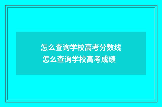 怎么查询学校高考分数线 怎么查询学校高考成绩