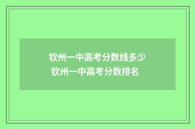 钦州一中高考分数线多少 钦州一中高考分数排名