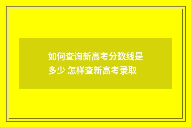 如何查询新高考分数线是多少 怎样查新高考录取