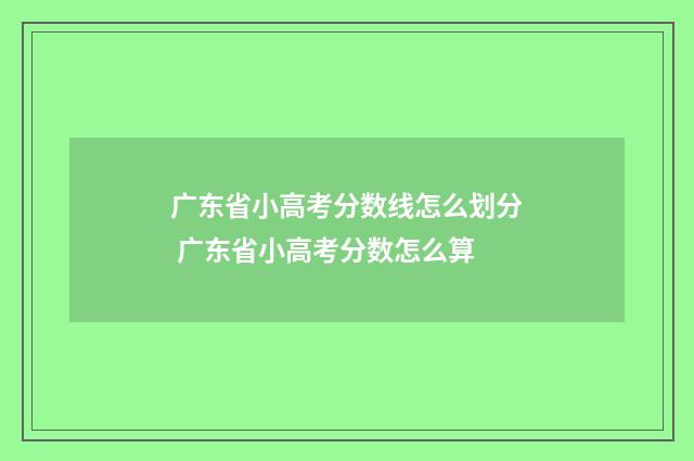 广东省小高考分数线怎么划分 广东省小高考分数怎么算