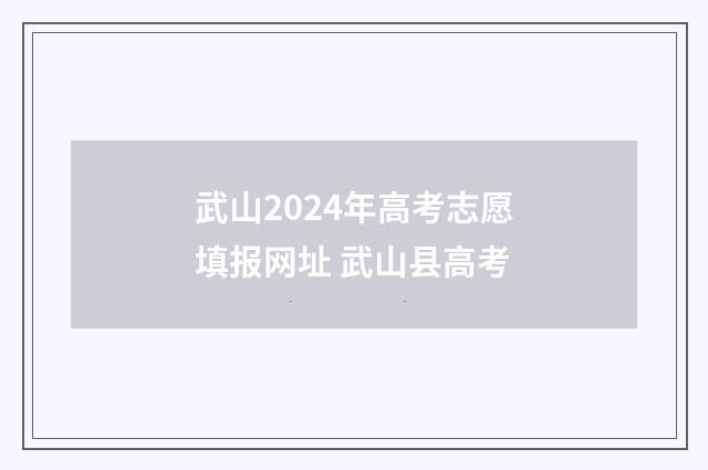 武山2024年高考志愿填报网址 武山县高考