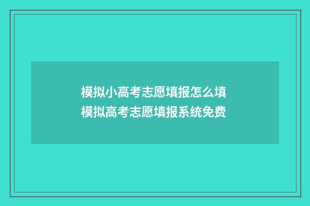 模拟小高考志愿填报怎么填 模拟高考志愿填报系统免费
