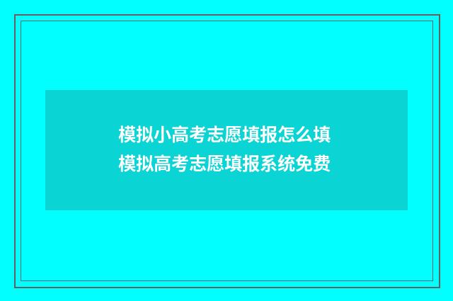 模拟小高考志愿填报怎么填 模拟高考志愿填报系统免费