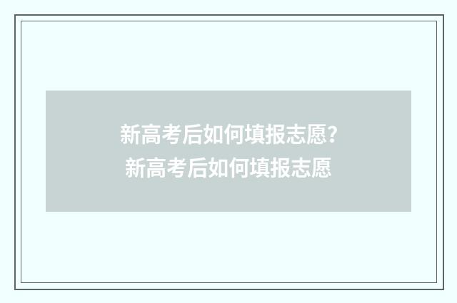 新高考后如何填报志愿？ 新高考后如何填报志愿