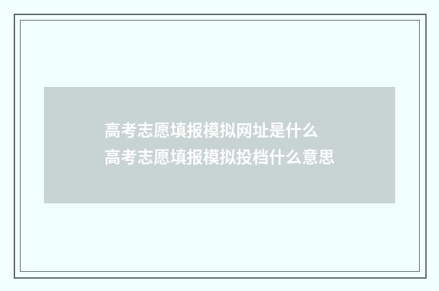高考志愿填报模拟网址是什么 高考志愿填报模拟投档什么意思