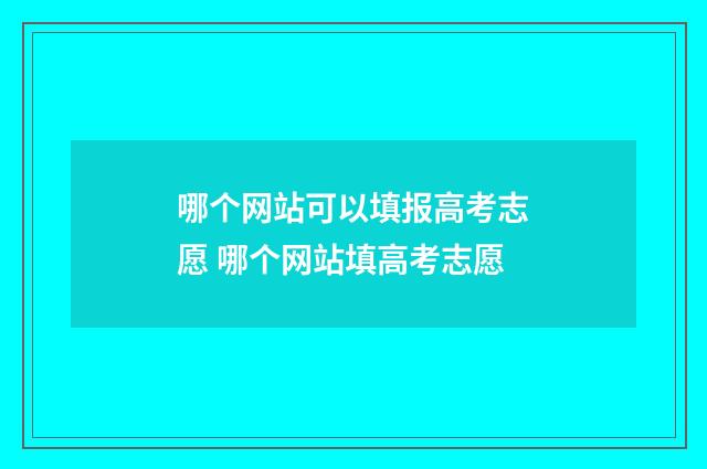 哪个网站可以填报高考志愿 哪个网站填高考志愿
