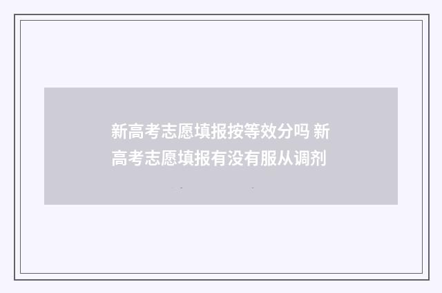 新高考志愿填报按等效分吗 新高考志愿填报有没有服从调剂