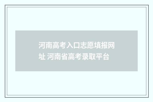 河南高考入口志愿填报网址 河南省高考录取平台