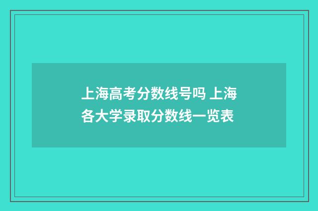 上海高考分数线号吗 上海各大学录取分数线一览表