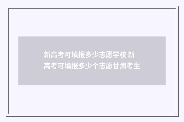 新高考可填报多少志愿学校 新高考可填报多少个志愿甘肃考生