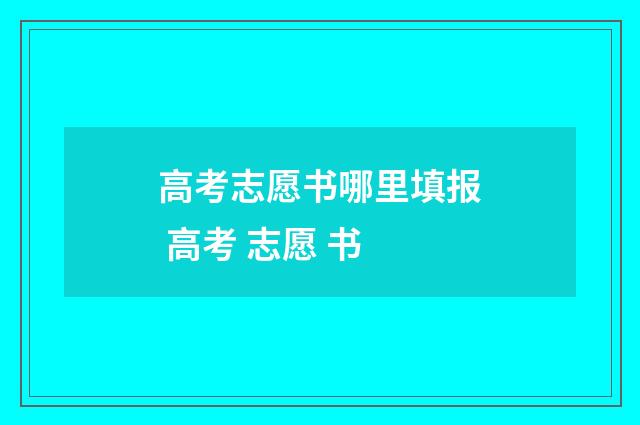 高考志愿书哪里填报 高考 志愿 书