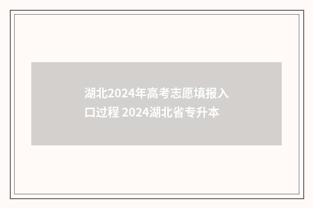 湖北2024年高考志愿填报入口过程 2024湖北省专升本