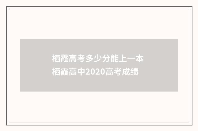 栖霞高考多少分能上一本 栖霞高中2020高考成绩