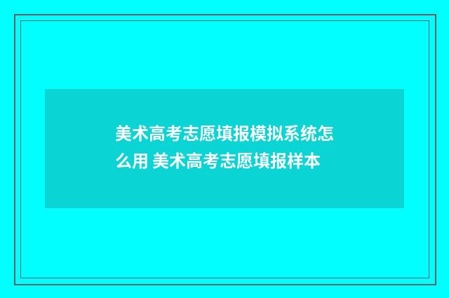 美术高考志愿填报模拟系统怎么用 美术高考志愿填报样本