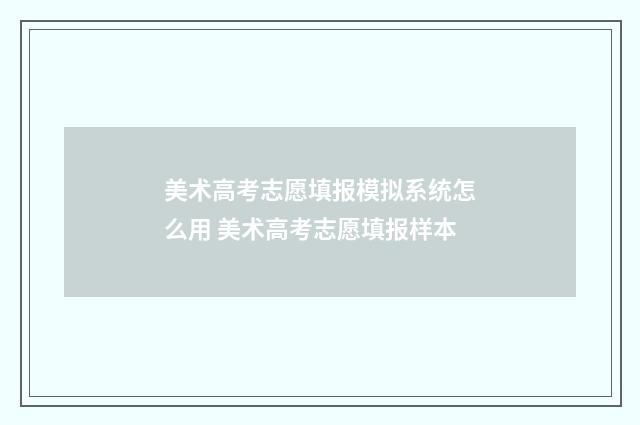 美术高考志愿填报模拟系统怎么用 美术高考志愿填报样本