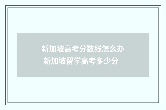 新加坡高考分数线怎么办 新加坡留学高考多少分