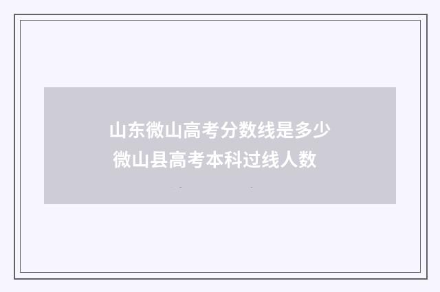 山东微山高考分数线是多少 微山县高考本科过线人数